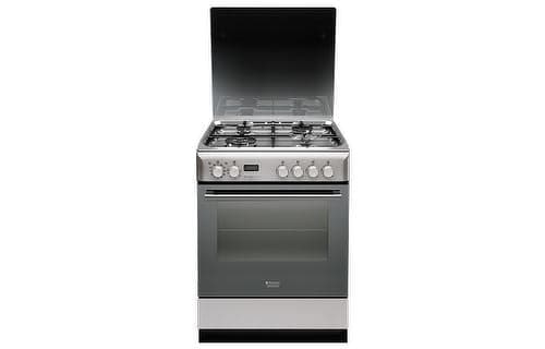 Fogão Hotpoint H6TMH6AG(X)TK | 85x60x60 cm | 4 Zonas | A | Aço inoxidável