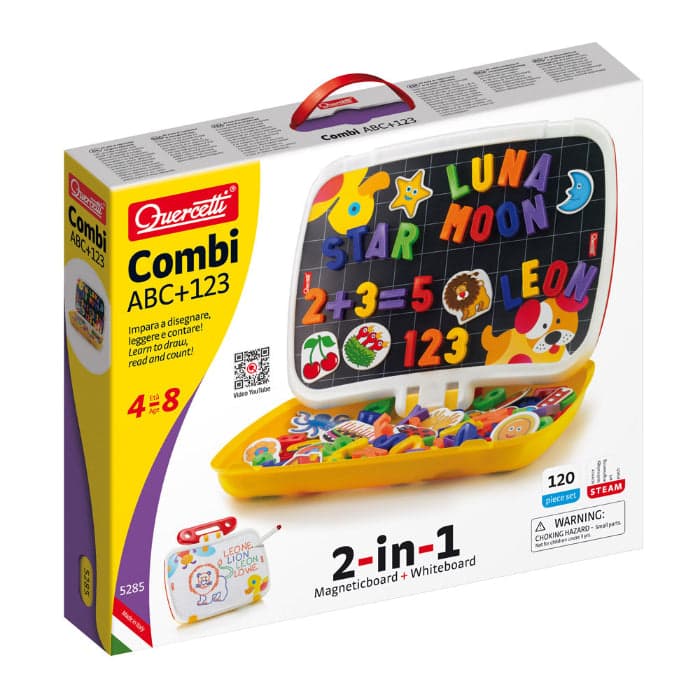 Quercetti Malinha Quadro Letras + Números Magnéticos 120 Peças - QCT05285