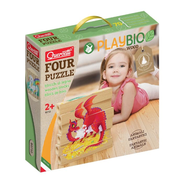 Quercetti Playbio Puzzle 4 Animais Fantasia 6 Peças - QCT80710