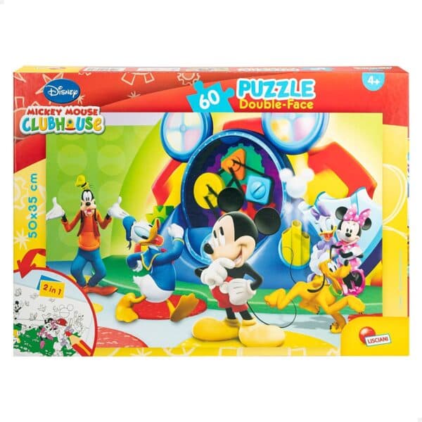 Lisciani Puzzle 60 Peças Dupla Imagem Casa do Mickey Mouse Quebra-Cabeça 4+