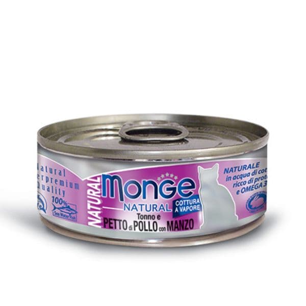 Ração Húmida Monge Natural Tuna & Chicken & Beef 80g