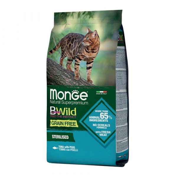 Monge Bwild Grain Free Adult Esterilizado Atum e Ervilhas 1,5Kg