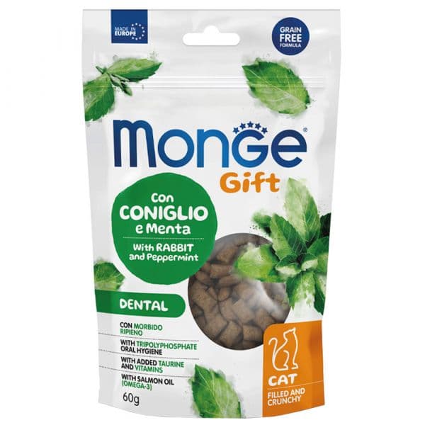 Monge Gift Dental Snack para Gatos Adultos Coelho e Hortelã 60 G