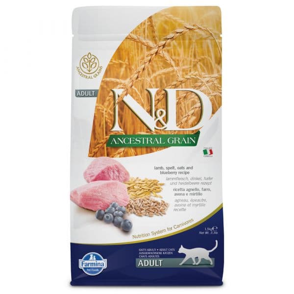Farmina N&D Ancestral Grain Adulto Cordeiro & Mirtilo Cat 1,5Kg