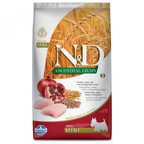 Farmina N&D Ancestral Grain Adulto Mini Frango & Romã 2,5Kg