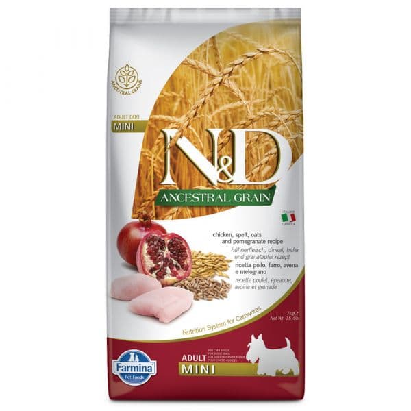 Farmina N&D Ancestral Grain Adulto Mini Frango & Romã 7Kg