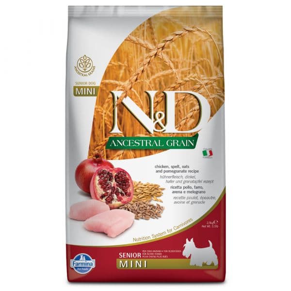 Farmina N&D Ancestral Grain Sénior Mini Frango & Romã 2,5Kg