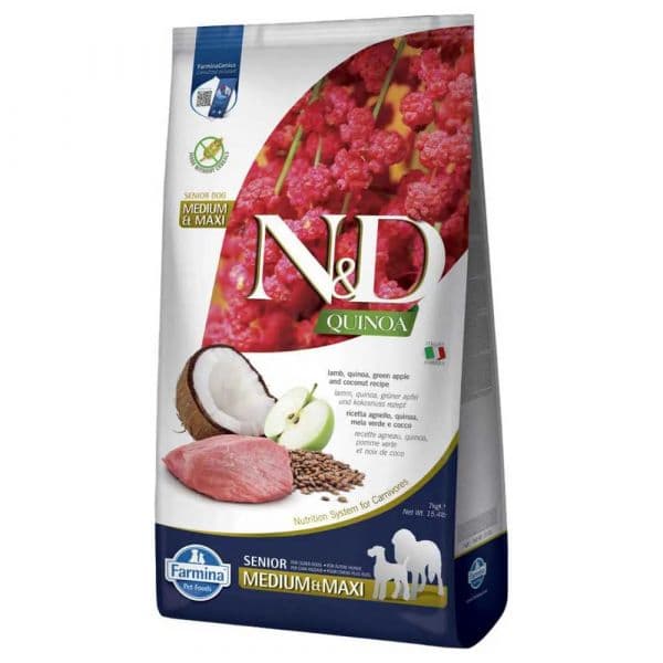 Farmina N&D Quinoa Cordeiro Maçã Verde Coco Senior 7kg