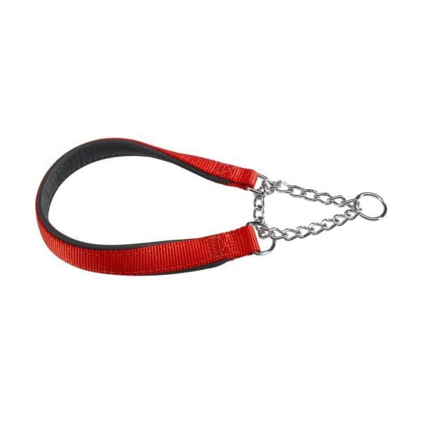 Ferplast Coleira Nylon Almofadado Daytona Corrente Metal Vermelho 40cm x 15mm