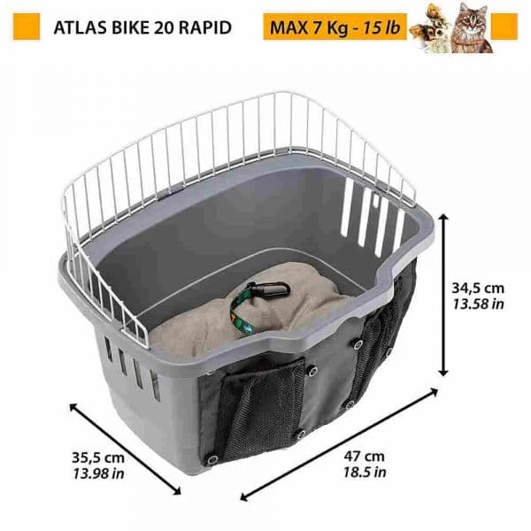 Ferplast Cesto de Bicicleta Atlas 20 Rapid Cinzento 48 x 37 x 25 cm
