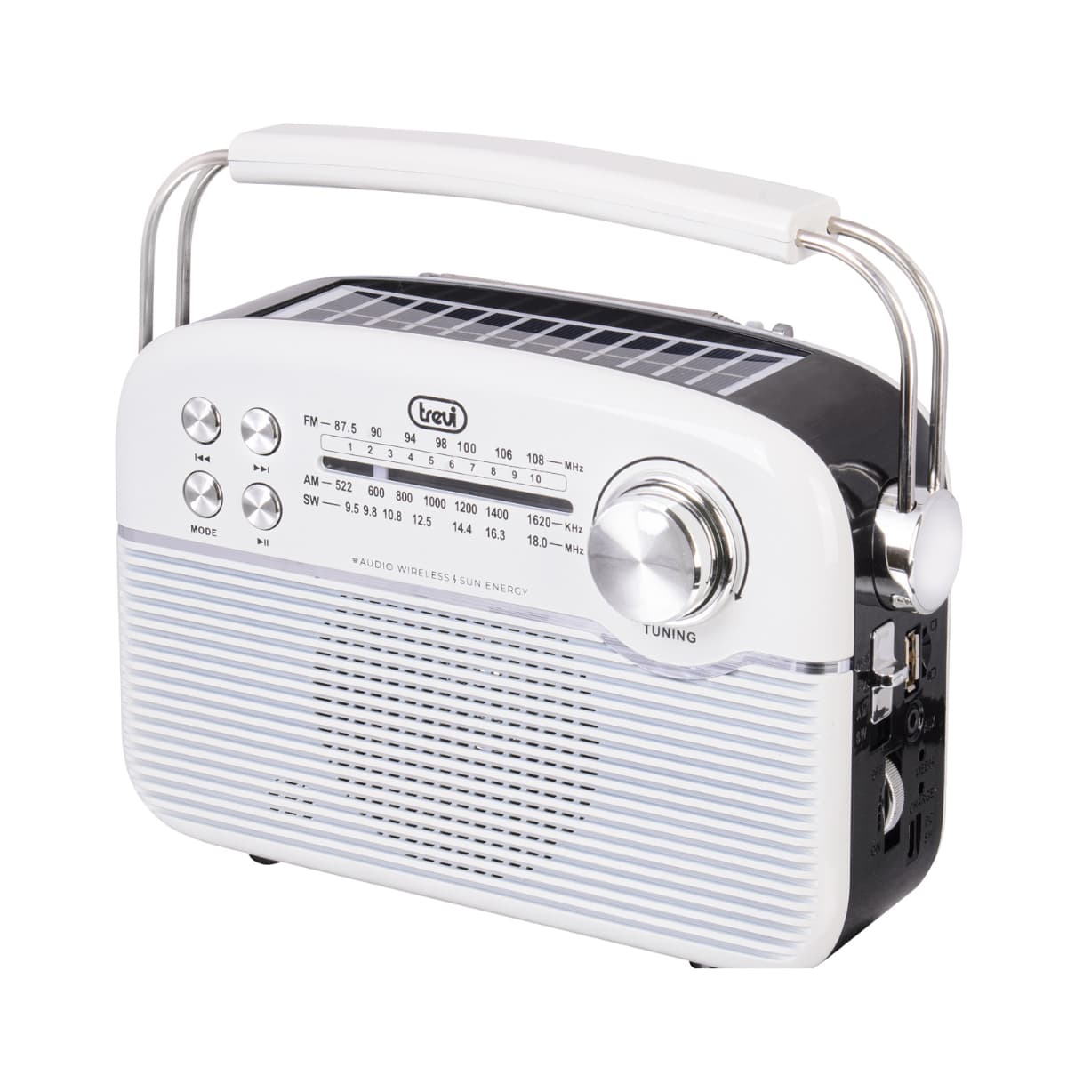 Rádio Solar FM Portátil c/ BT/USB/SD – RA 7F50 BT – Branco