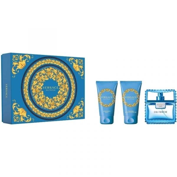 Versace Eau Fraiche Man Eau de Toilette 50ml + Gel de Banho 50ml + Bálsamo After Shave 50ml Coffret