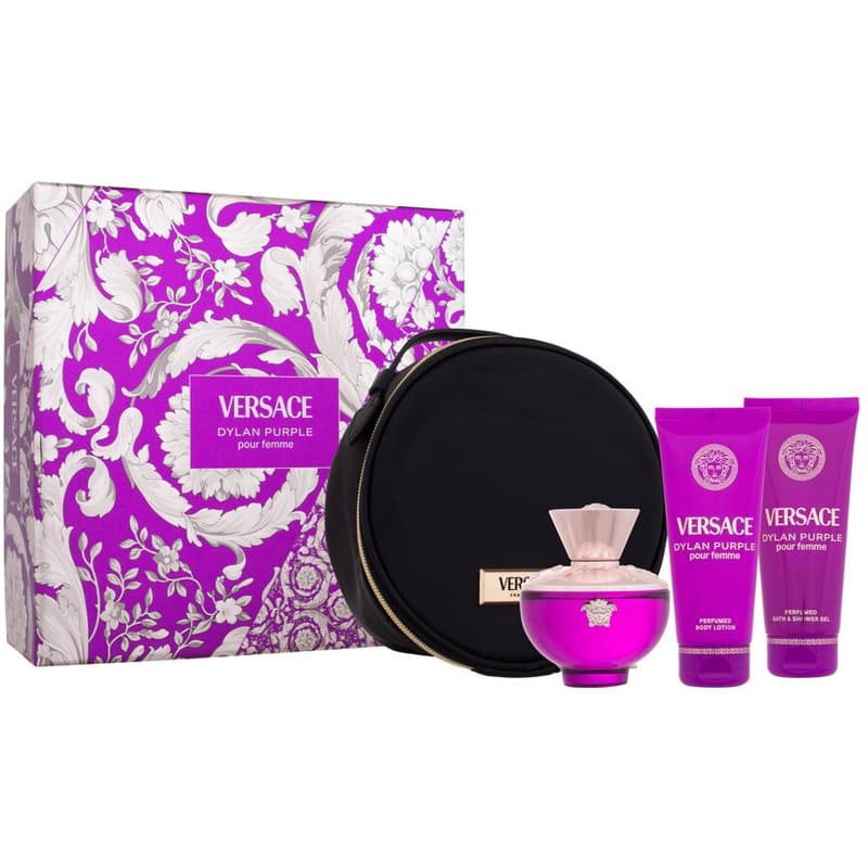 Versace Dylan Purple Eau de Parfum 100ml + Gel de Banho Perfumado 100ml + Loção Corporal Perfumada 100ml Coffret