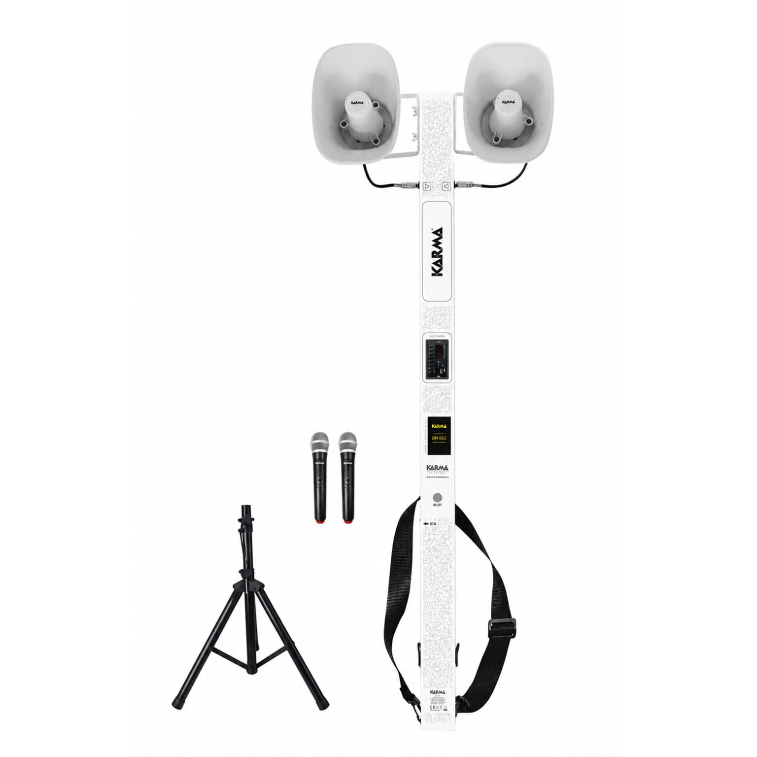 Sistema Sonorização Portátil 2 Microfones UHF / 2 Cornetas