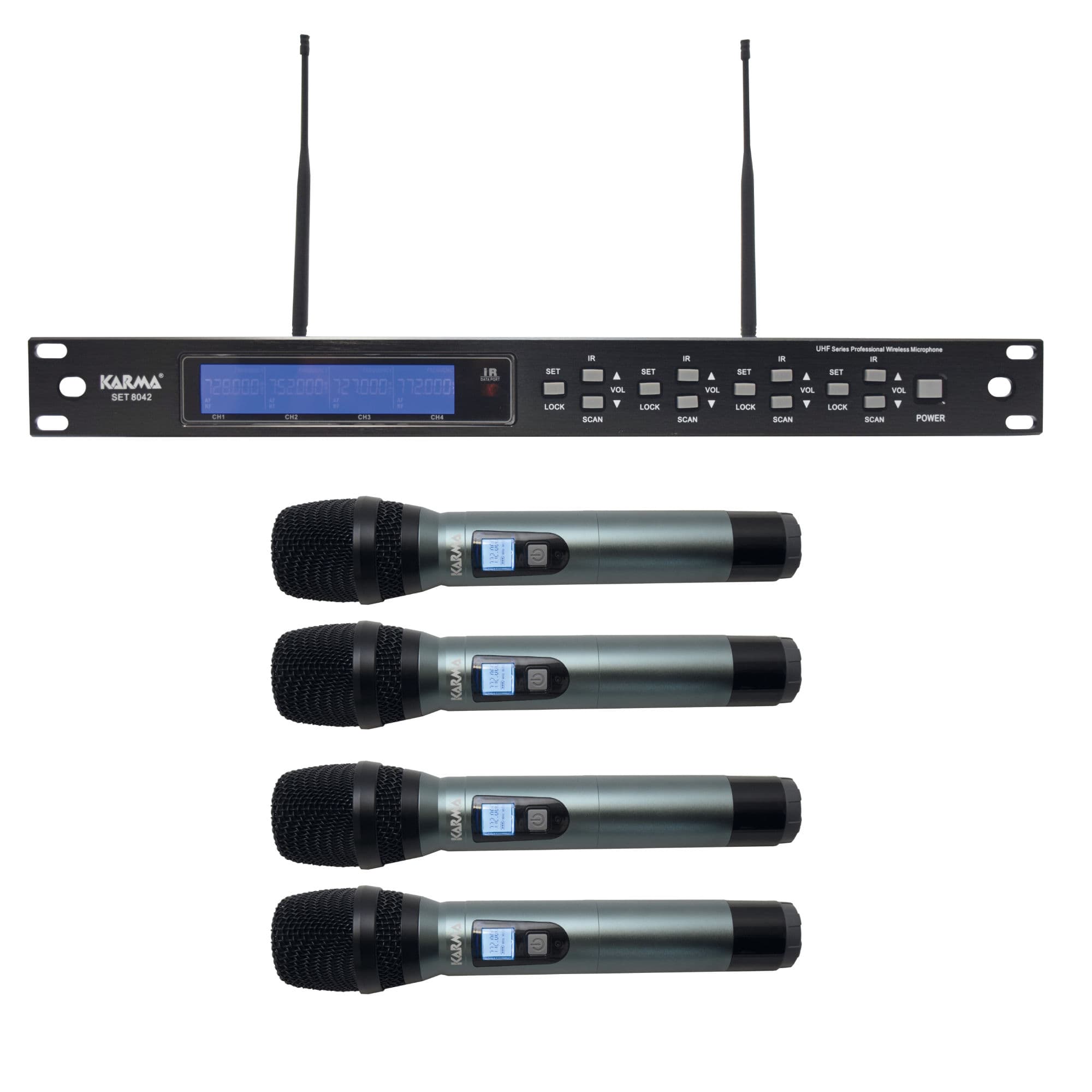 Gmark Microfone Mão Sem Fios 4 Unidades + Receptor UHF