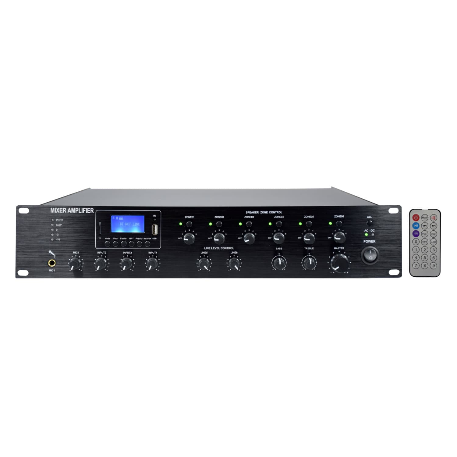 Amplificador Audio de 100V com 480W SD/USB/MP3 – 6 Zonas