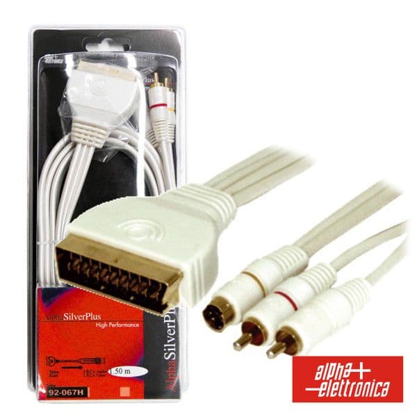 Alpha Elettronica Cabo Silver Plus Scart Macho / 2RCA-1SHVS Macho 5M Blister - 92-523/5H