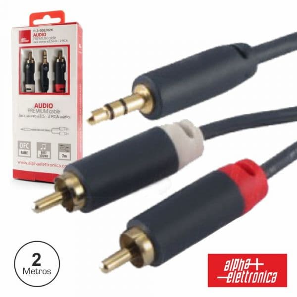 Alpha Elettronica Cabo Jack 3.5mm Macho St / 2-Rca Macho Premium 2m Blister