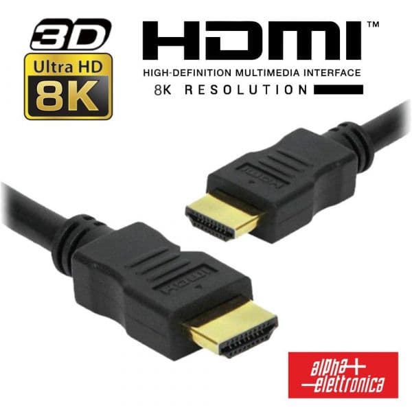 Alpha Elettronica Cabo Hdmi Gold Macho / Macho 2.2 8K Black 3m Alpha