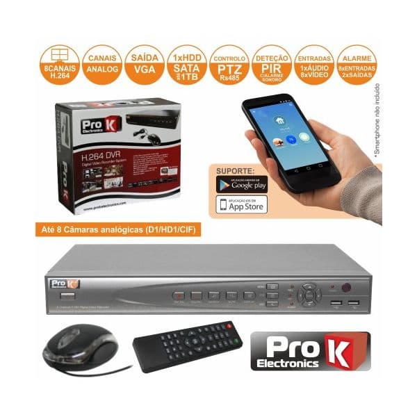 Prok Videogravador Digital 8 Canais Quad H264 Ethernet - DVR08AK