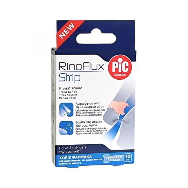 Pic Solution Rinoflux Tiras Nasais Standard 5,6 x 1,8cm 10 unidades