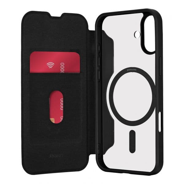 Puro Capa Wallet para iPhone 16 Black