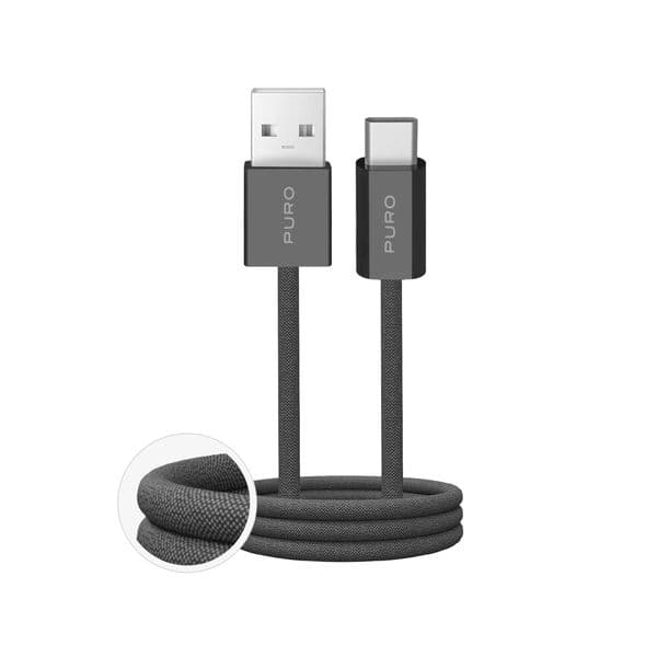Puro PUCAC10WFABK415MTDGR Cabo USB-A para USB-C Fabrik 2.0 / Fabrik 4 1.5m 10W Verde Escuro e Cinzento