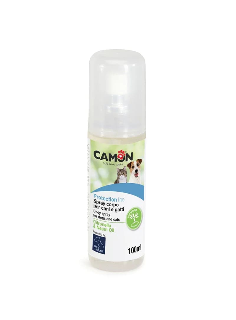 Camon Spray corporal de citronela e óleo de nim - Repelente natural para cães e gatos 100 ml