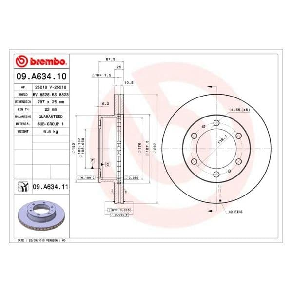Brembo Disco de Travão - 09.A634.10