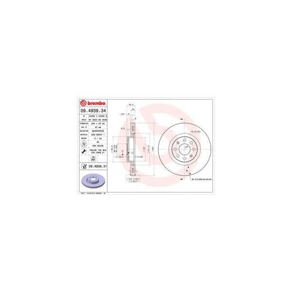 BREMBO Disco de Travão - 09.4939.34