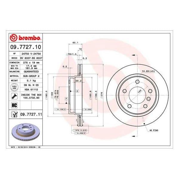 Brembo Disco de Travão - 09.7727.10