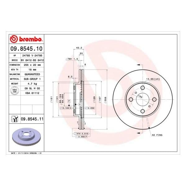 Brembo Disco de Travão - 09.8545.10