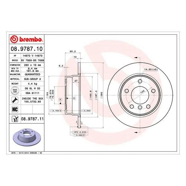 Brembo Disco de Travão - 08.9787.10