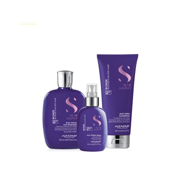 Alfaparf Semi di Lino Shampoo Blonde Anti-yellow Blonde&silver 250ml + Condicionador 200ml + Spray 125ml Pack