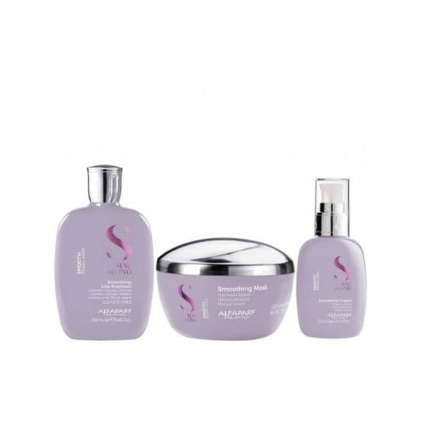 Alfaparf Semi di Lino Smoth Smoothing Shampoo 250ml + Máscara 200ml + Cream 125ml Pack