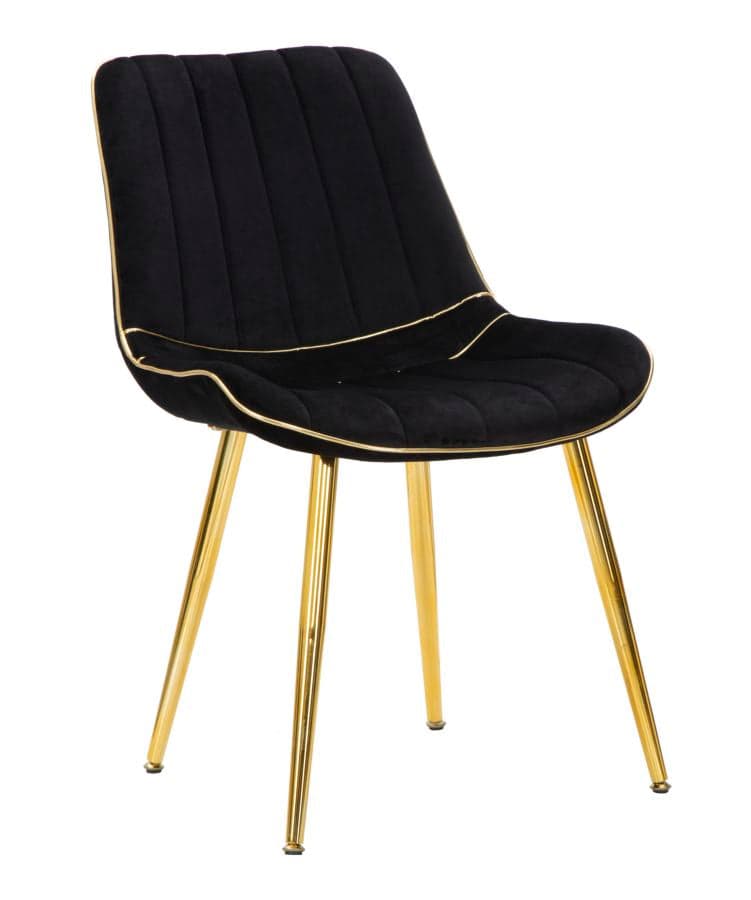 Cadeira Paris Preta Dourado Conjunto 2 Un. Cm 51x59x79