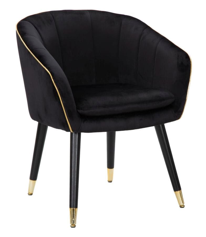 Poltrona Paris Preta Dourado Cm 62x58x78