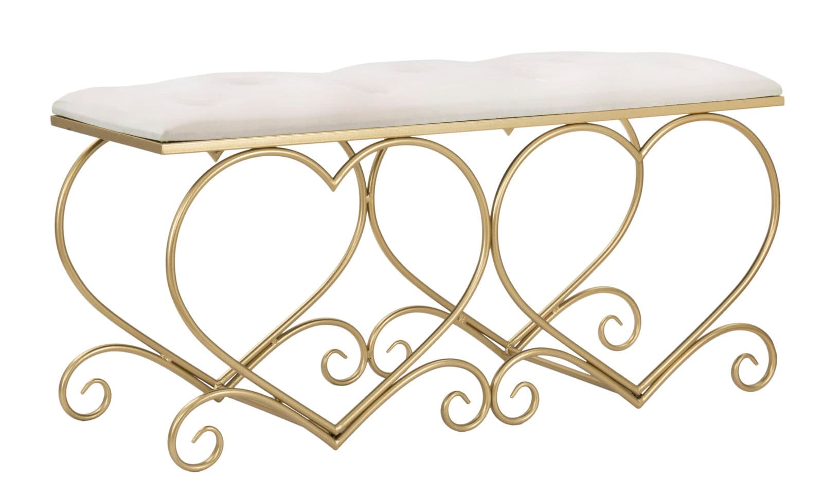 Banco Coração Creme Cm 105x37,5x51,5
