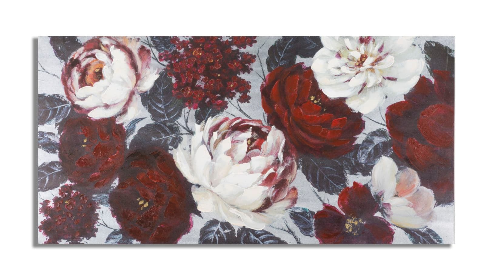 Pintura Sobre Tela Branco Vermelho Flor Darkback Cm 120x3,7x60