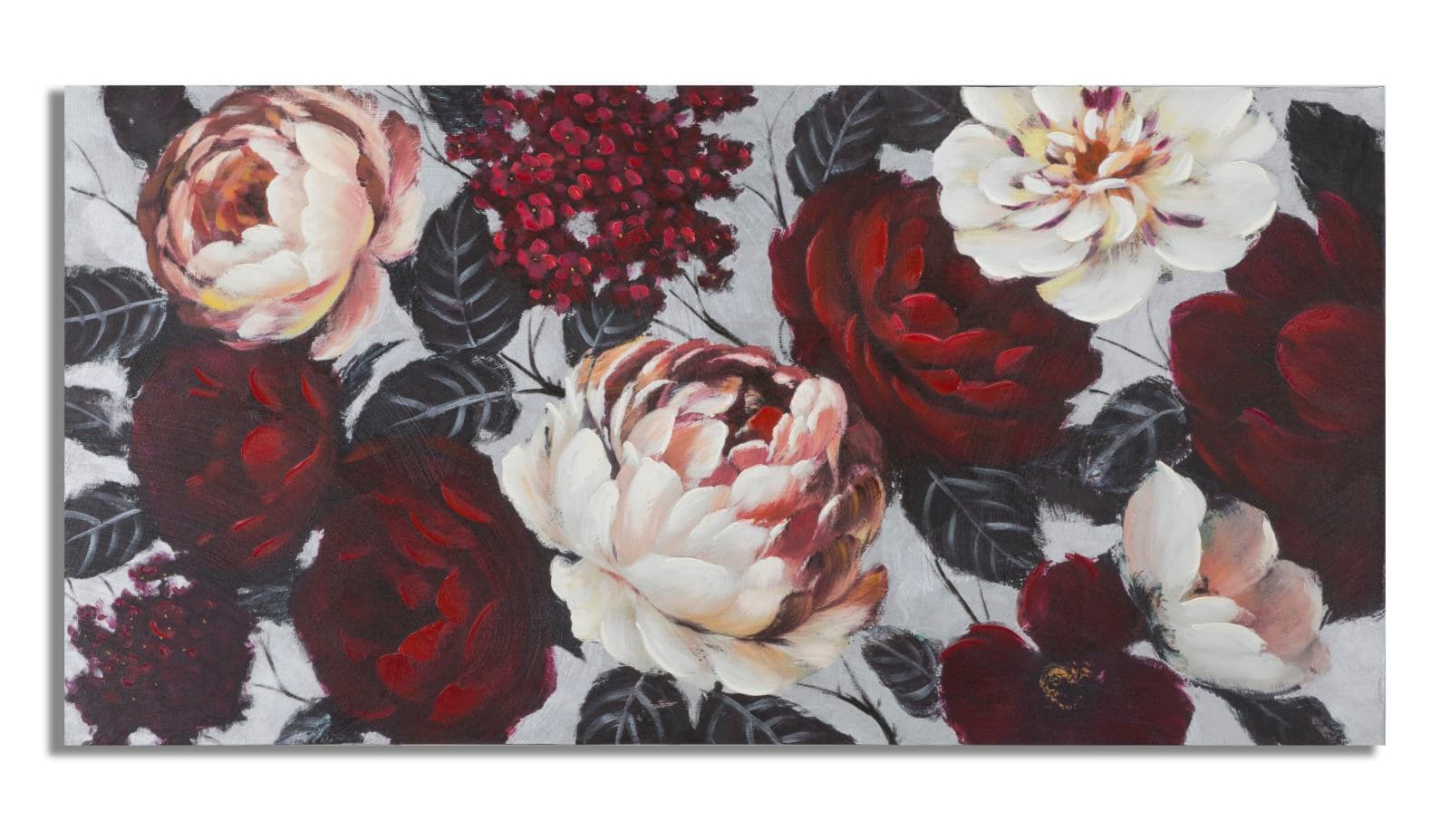 Pintura Sobre Tela Branco Vermelho Flor Lightback 150x3,8x76