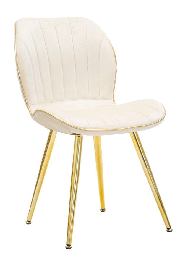 Cadeira Paris Space Creme  Dourado Conjunto 2 Un. Cm 46x58x77