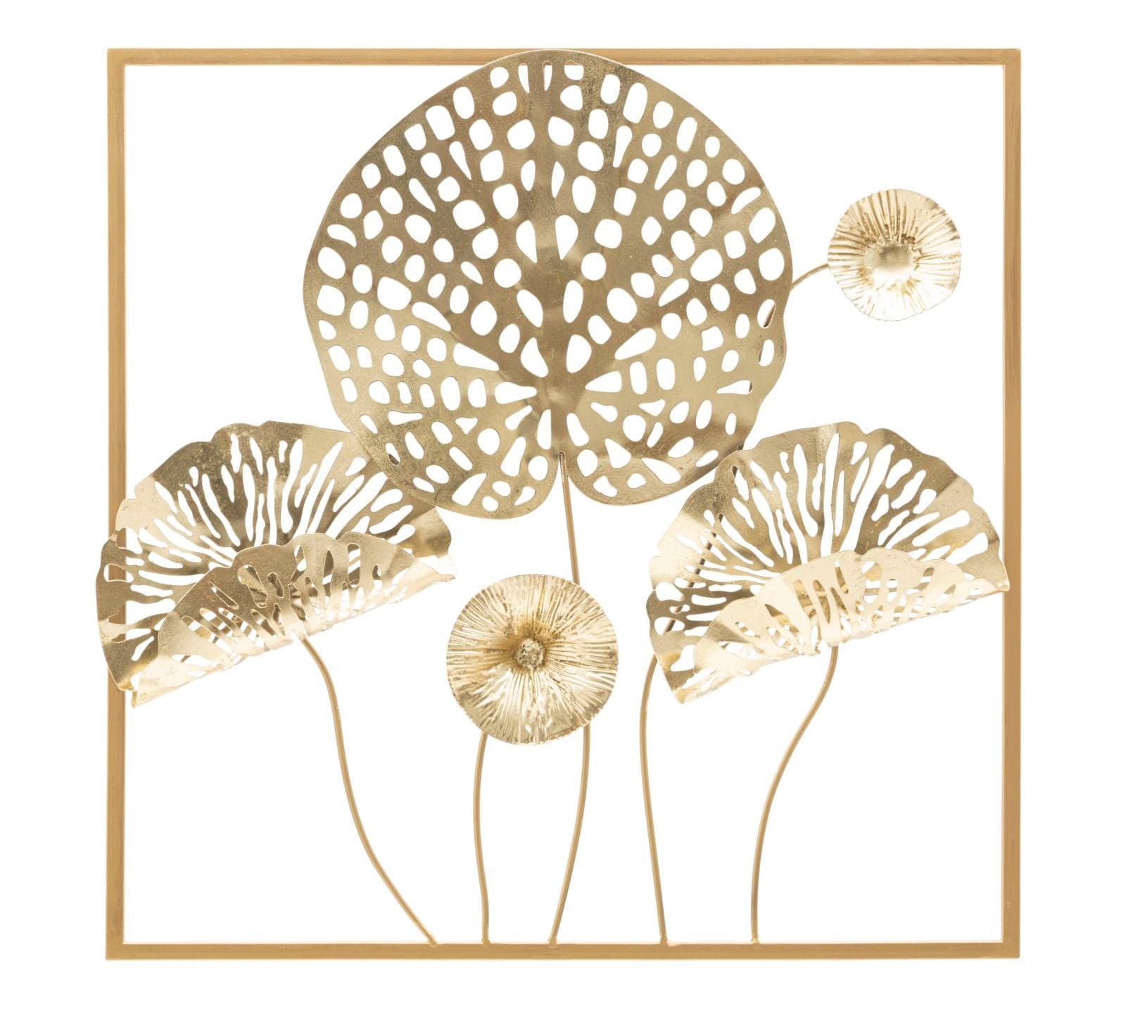 Painel em Ferro Dourado Flowers Cm 50x5x50