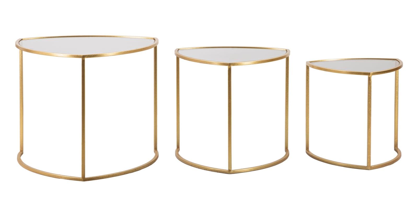 Mesas Auxiliares de Café Triangle Conjunto 3 Un. Cm ø 60x50-50x45-40x40