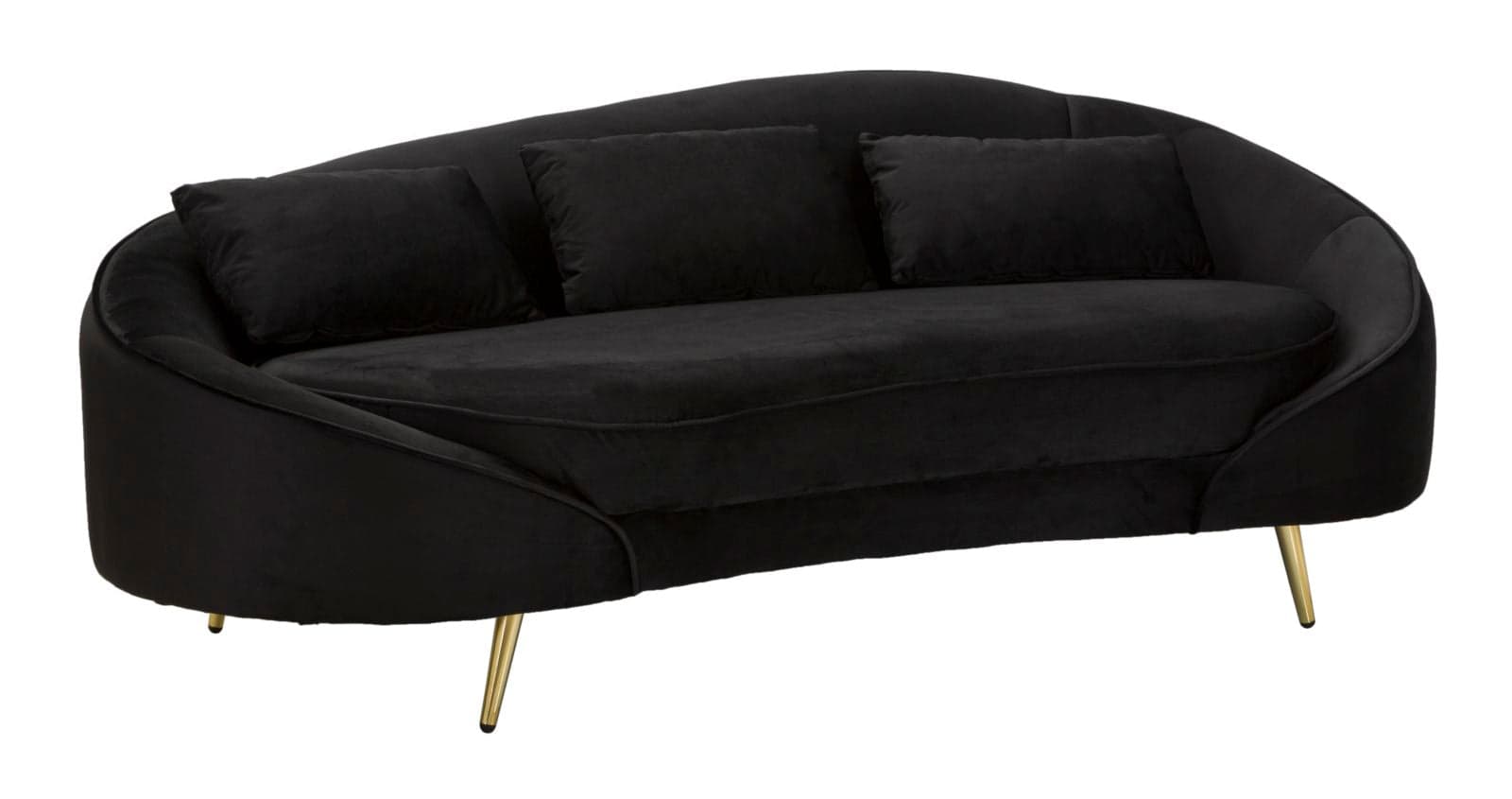 Sofá 3 lugares Oslo com Cuscini Preto Cm 185x84x68