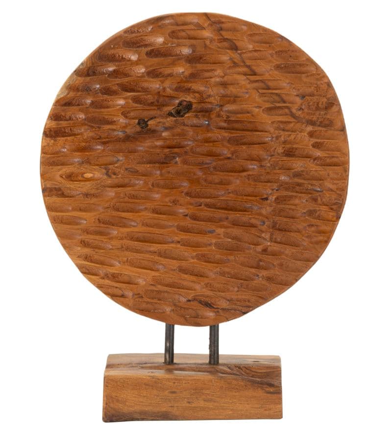 Escultura Coin em Teca Reciclada Cm 30x15,5x40