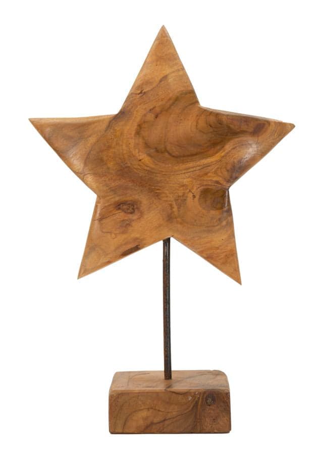 Escultura Estrela em Teca Reciclada Cm 28x12x42