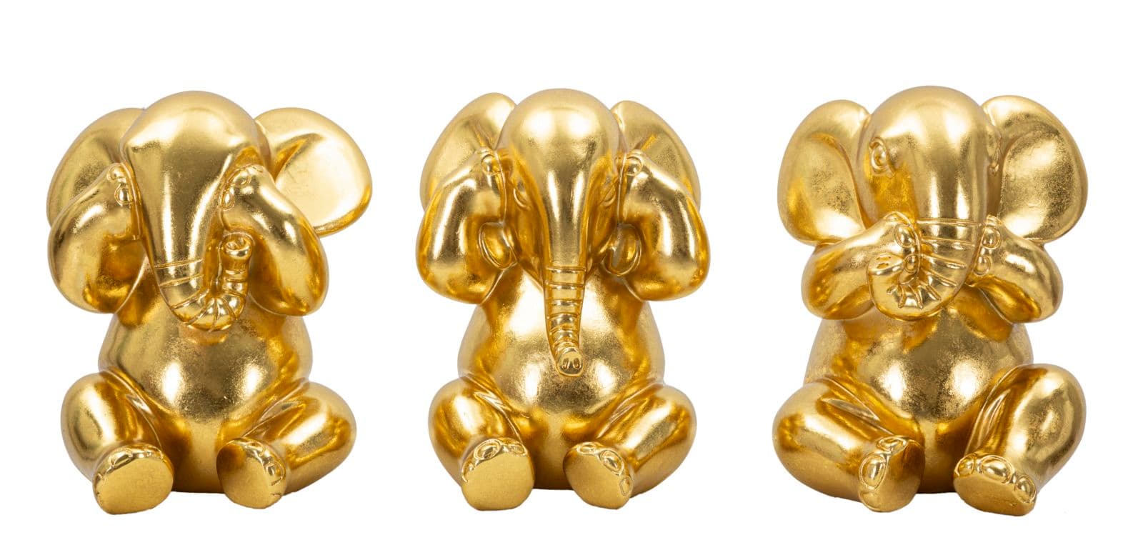 Elefante Non Vedo Non Sento  Non Parlo Conjunto 3 Un. Cm ø 15,5x20,5
