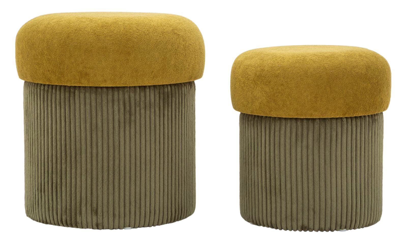 Pufe com Recipiente Aspen Verde Conjunto 2 Un. Cm ø 42x44-35x37