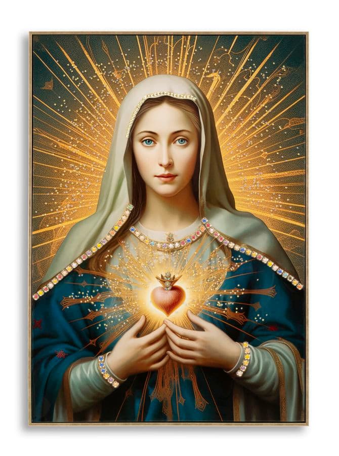 Pintura Sobre Tela Lacado Madonna -B- com Moldura Cm 72x4x102