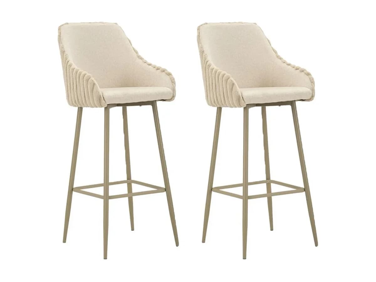 Banqueta Alaska Bar Stool -A- Creme, Conjunto de 2 em Ferro e Poliéster, Design Moderno com Altura do Assento 78 cm - Coleção Moderna